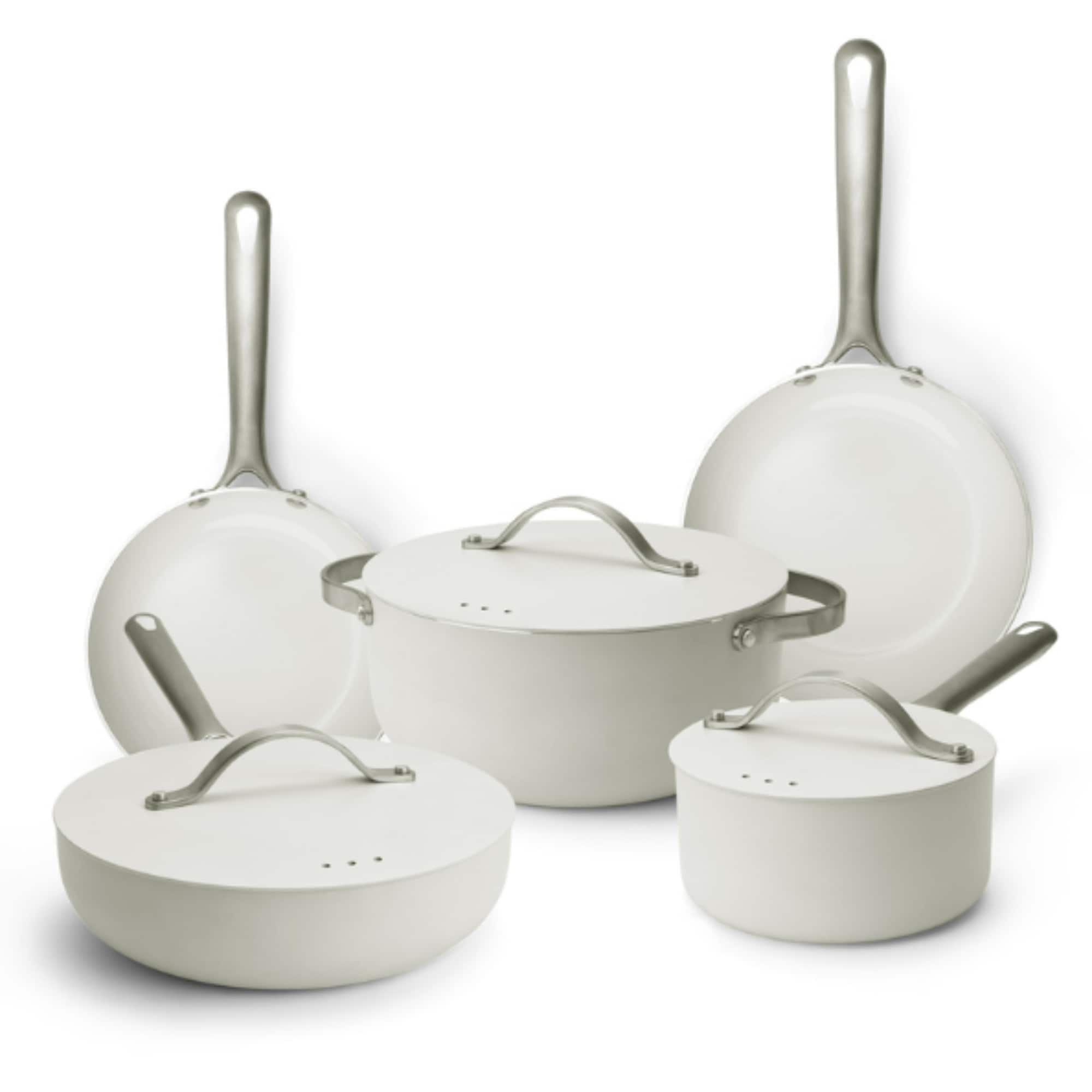 Front. Alva - Alva Mobi Nonstick Ceramic Cookware Set 8-Piece Set - Easy to Clean, Oven Safe - Cannoli Cream.