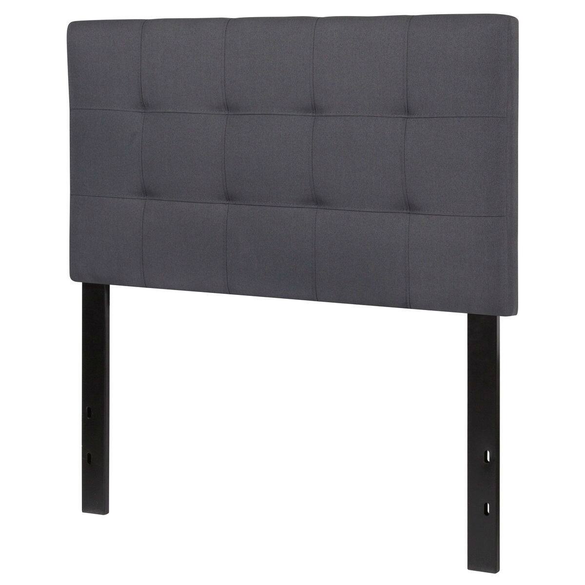 Hivvago - Twin size Modern Dark Grey Fabric Upholstered Panel Headboard - Gray