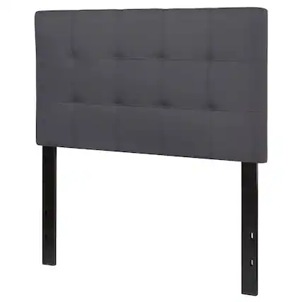 Front. Hivvago - Twin size Modern Dark Grey Fabric Upholstered Panel Headboard - Gray.