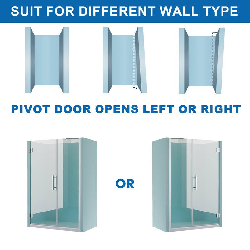 SUIT FOR DIFFERENT WALL TYPE

PIVOT DOOR OPENS LEFT OR RIGHT

OR