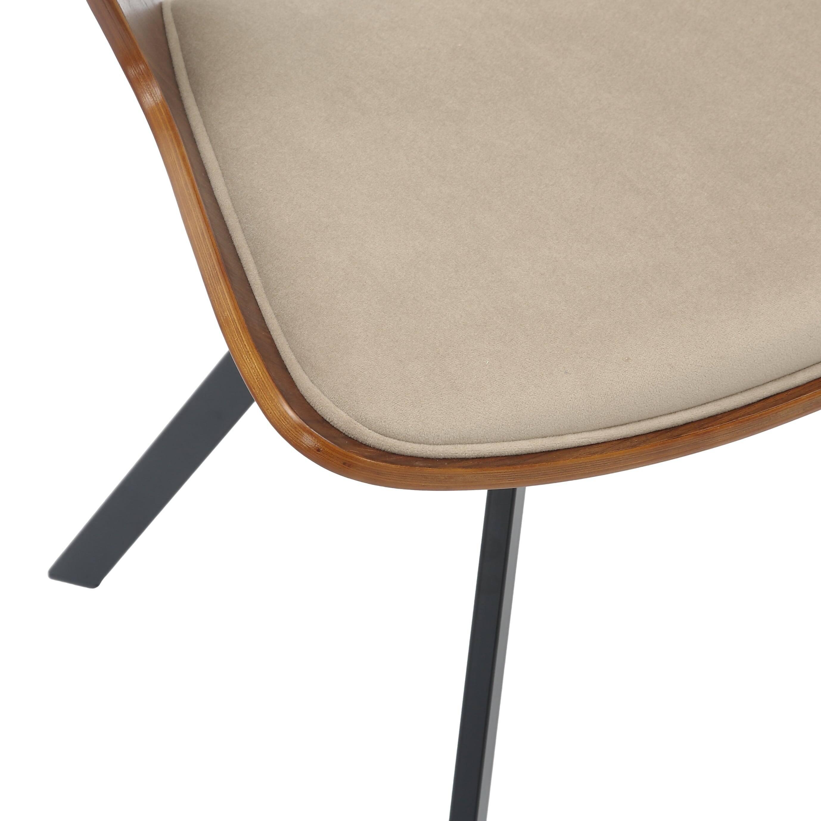Alt View 4. LeisureMod - Nymia 4-PCS Modern Dining Chair, Ergonomic Leather & Velvet Accent Chair with Floor Protectors - Walnut/Light Brown Velvet.