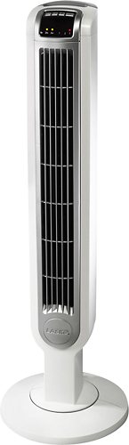 Angle View: Lasko 36" 3-Speed Oscillating Tower Fan with Timer and Remote Control, White, 2510, New