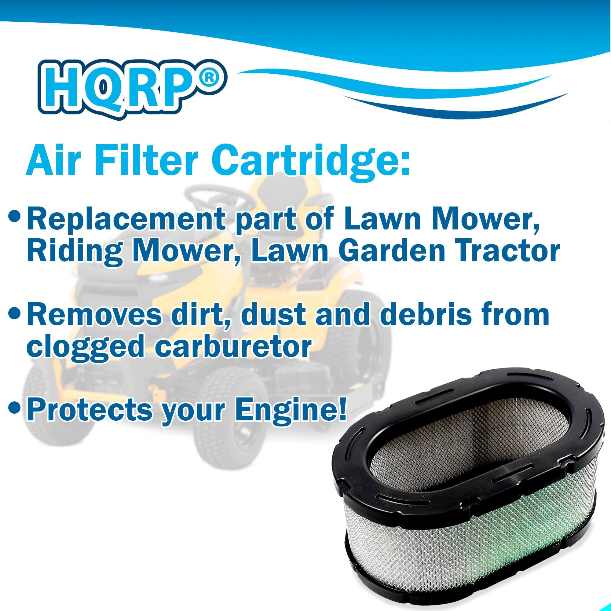 HQRP® Air Filter Cartridge:  
- Replacement part of Lawn Mower, Riding Mower, Lawn Garden Tractor  
- Removes dirt, dust and debris from clogged carburetor  
- Protects your Engine!