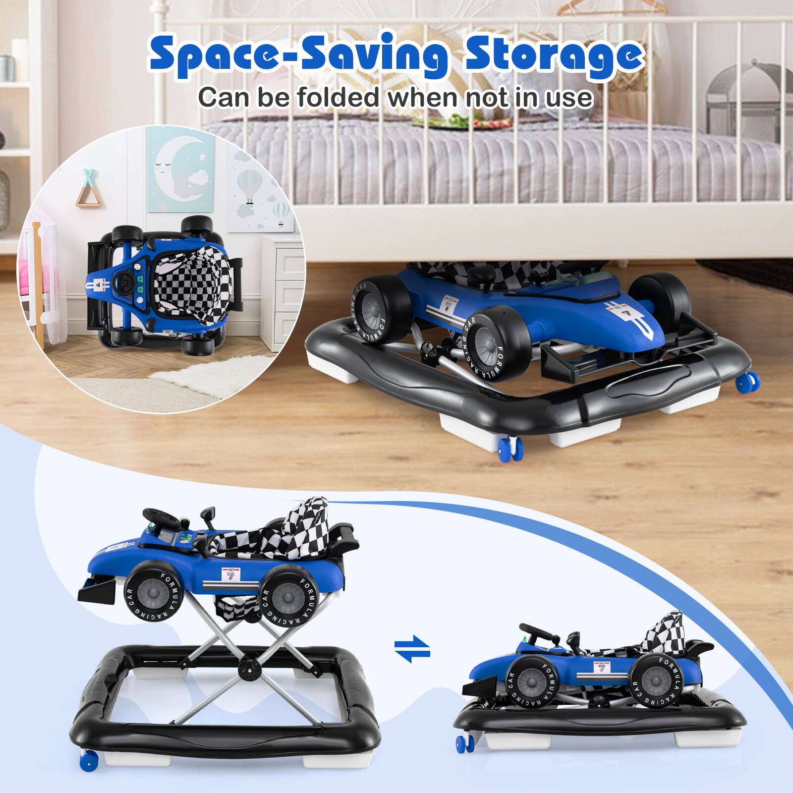 Space-Saving Storage  
Can be folded when not in use