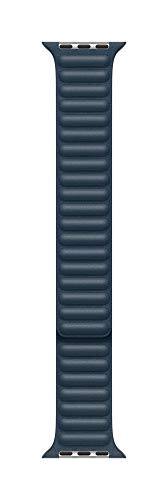 Front. Apple - Apple Watch Band - Leather Link (40mm) - Baltic Blue - Medium/Large - Blue.