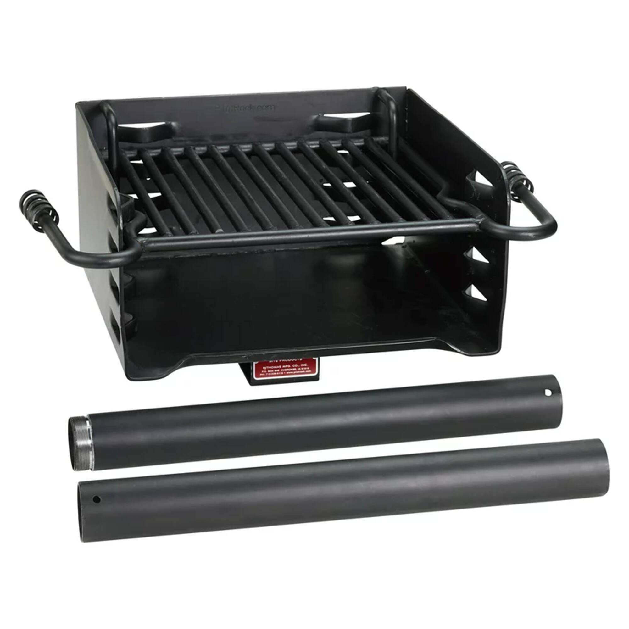 Front. Pilot Rock - Pilot Rock H-16 B6X2 Park Style Steel Outdoor BBQ Charcoal Grill and Post, Black - Black.