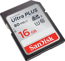SanDisk - Ultra PLUS 16GB SDHC UHS-I Memory Card - Front_Zoom