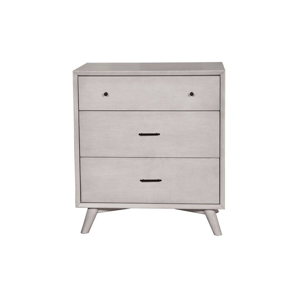 Back. Alpine Furniture - Flynn Mid Century Modern 3 Drawer Small Chest - Gray.