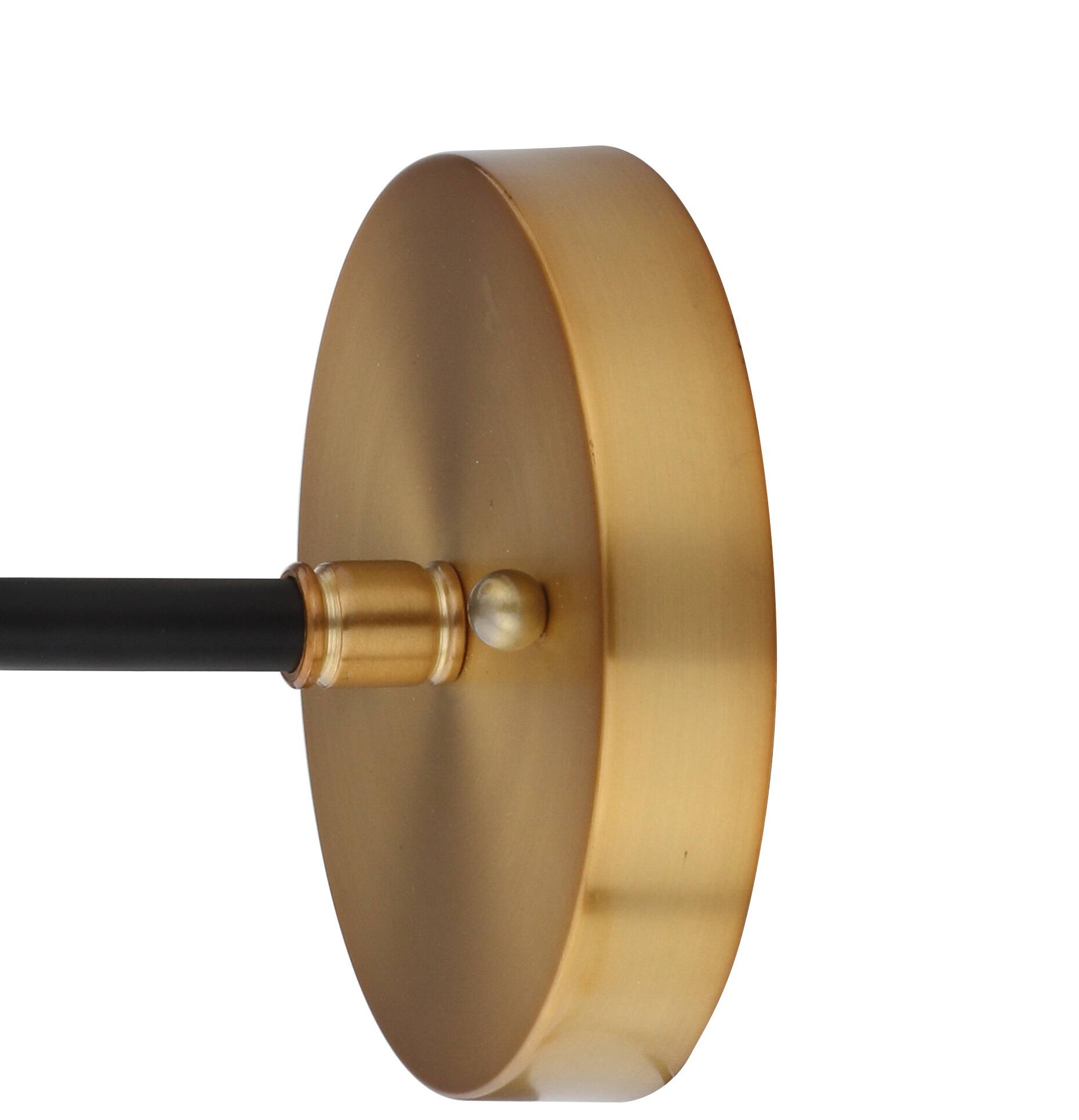Alt View 5. Jonathan Y - Caleb 6" 1-Light Contemporary Transitional Iron/Glass LED Vanity Light, Brass Gold/Black - Black/Brass Gold.