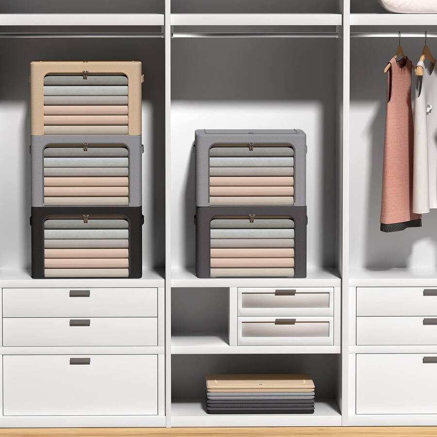 blue 3Pack Frame Storage Box Clothes Storage Bin Bags Oxford Fabric ...