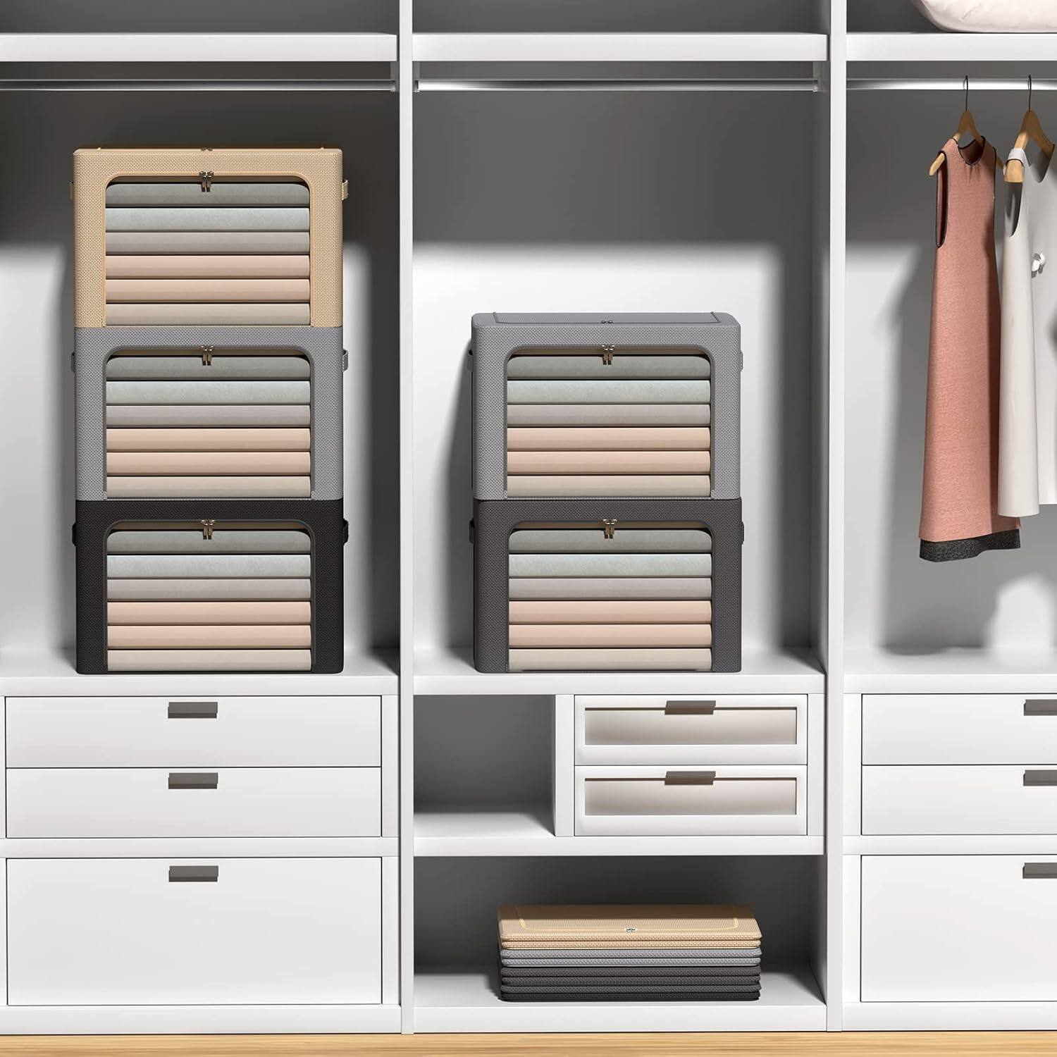 blue 3Pack Frame Storage Box Clothes Storage Bin Bags Oxford Fabric ...