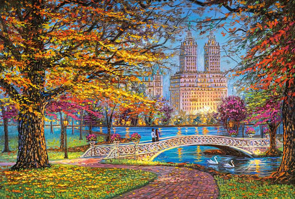 Angle. Castorland - CASTORLAND 1500 Piece Jigsaw Puzzles, Autumn Stroll, Central Park, NY, New York puzzle, Cityscape,  C-151844-2 - Red.