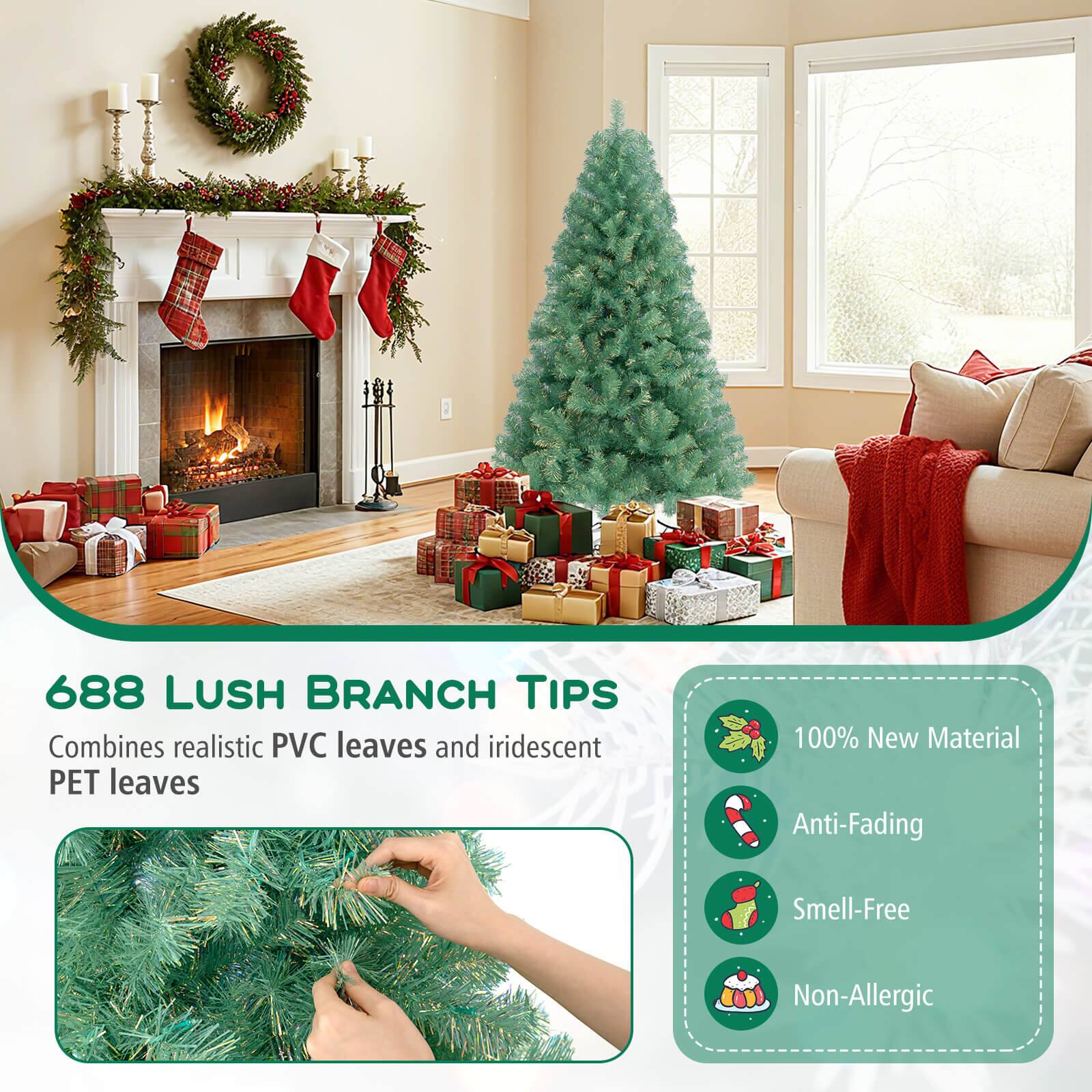 688 Lush Branch Tips  
Combines realistic PVC leaves and iridescent PET leaves  

100% New Material  
Anti-Fading  
Smell-Free  
Non-Allergic