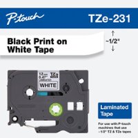 Brother TZE-231 Black Print on White Laminated Label Tape for P-touch Label Maker, 12mm (0.47”) wide x 8m (26.2’) long - Black/White - Front_Zoom