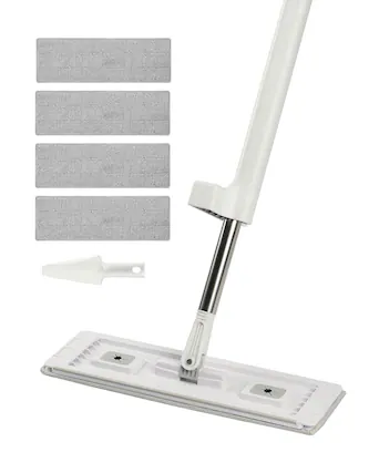 Front. VEVOR - Flat Mop, Self Wringing, Microfiber Floor Mop with 4 Reusable & Washable Mop Pads for Dry & Wet Floor Cleaning - White;Gray.