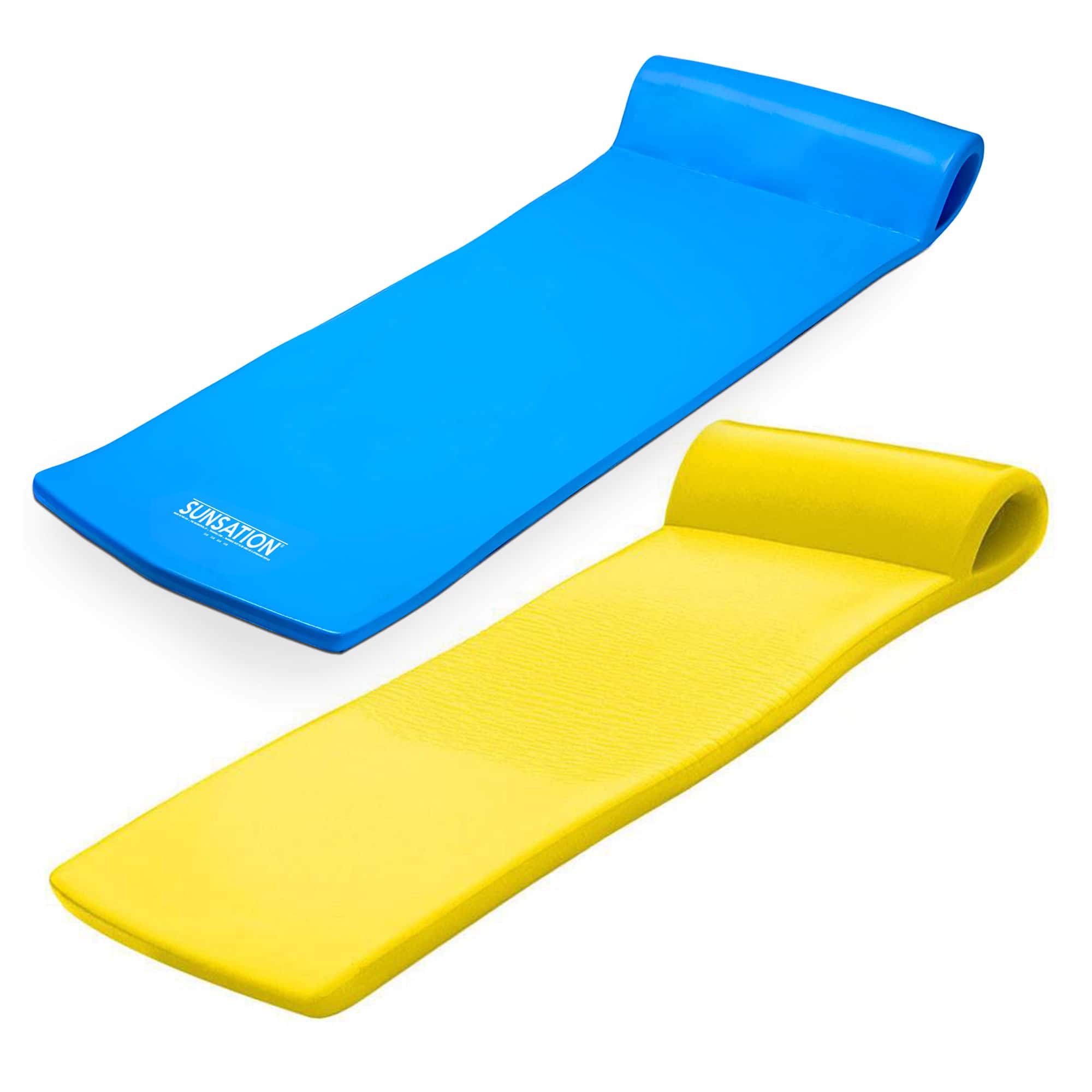 TRC Recreation - Sunsation Foam Raft Lounger Pool Floats, Bahama Blue & Yellow - Multicolored