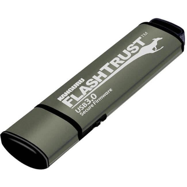 Kanguru Solutions - Kanguru FlashTrust USB3.0 Flash Drive with Digitally Signed Secure Firmware - 128 GB SuperSpeed USB3.0 Flash Drive with - Black