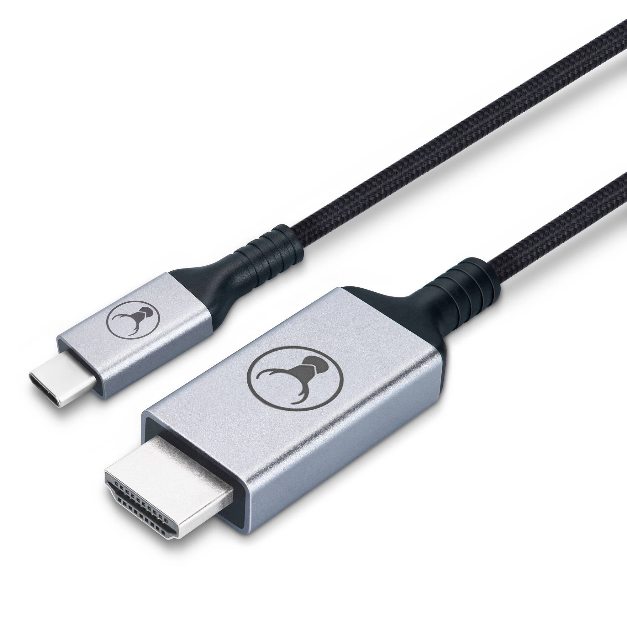 Left. Bonelk - BonElk Ultra-Durable USB-C to 4K HDMI Cable 5 ft - Black.