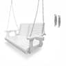 Fortune Candy - Wooden Porch Swing 2-Seater, High Backrest and Deep Seat, Bench Swing with Cupholders, for Outdoor Patio Garden - White