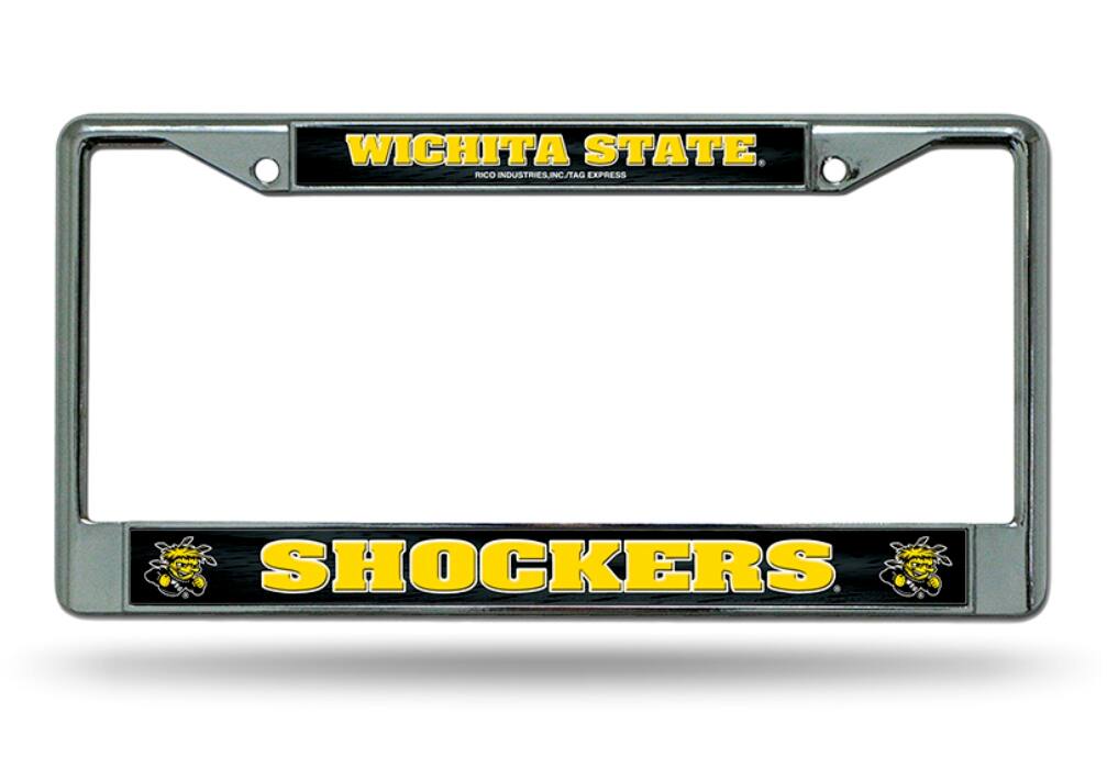 Wichita State Shockers NCAA - 12" x 6" Standard Size - Chrome Metal License Plate Frame