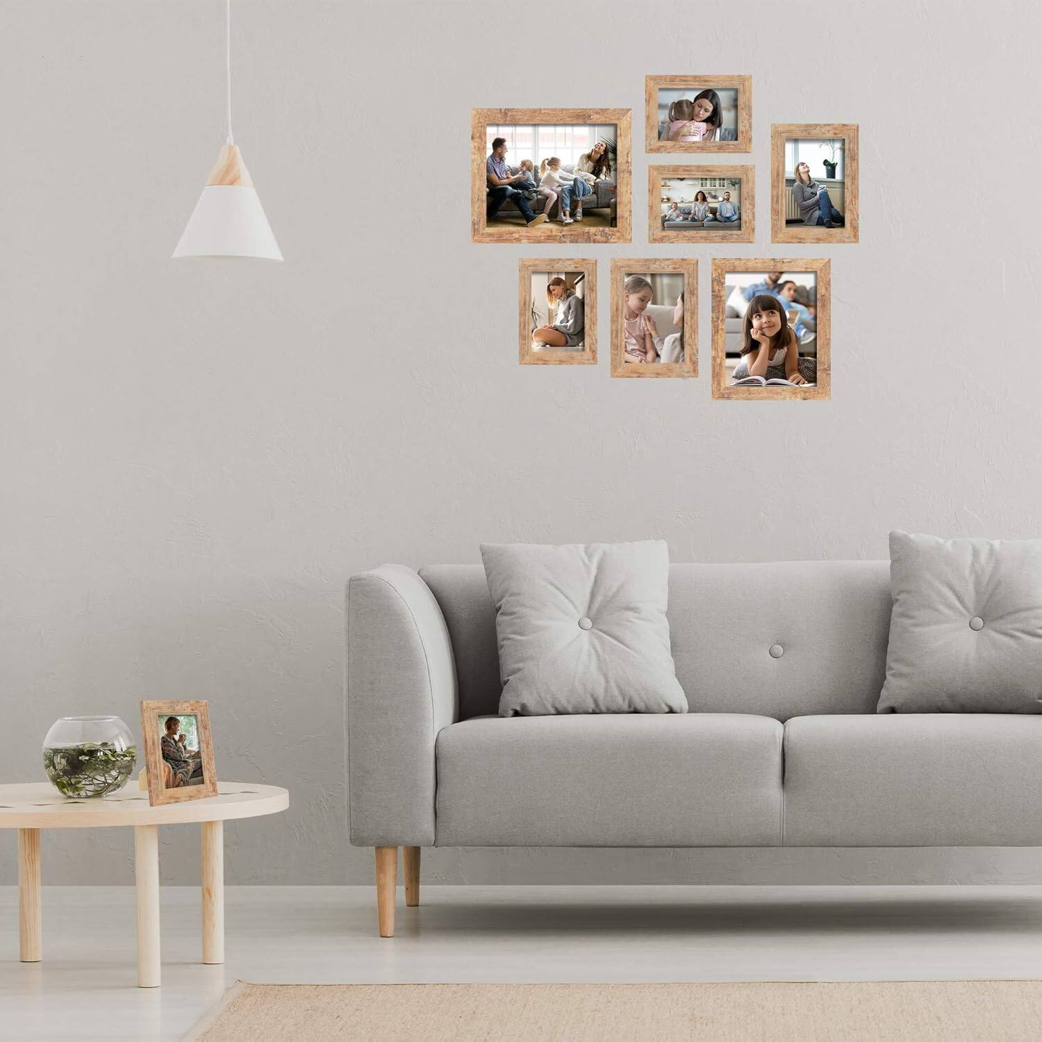 Alt View 1. blue - 8x10 Picture Frame Set of 4, High Definition Real Glass Rustic Brown Frame, 8 x 10 Wood Photo Frames for Deskt - colorDark Brown+size9X12.