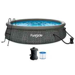 Funsicle - 14' x 36" QuickSet Ring Top Above Ground Swimming Pool Dark Herringbone - Brown