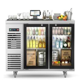 Coolski - 48 in. W 15.1 cu. ft. Commercial Under Height Back Bar Cooler Refrigerator with Glass Door - Stainless Steel