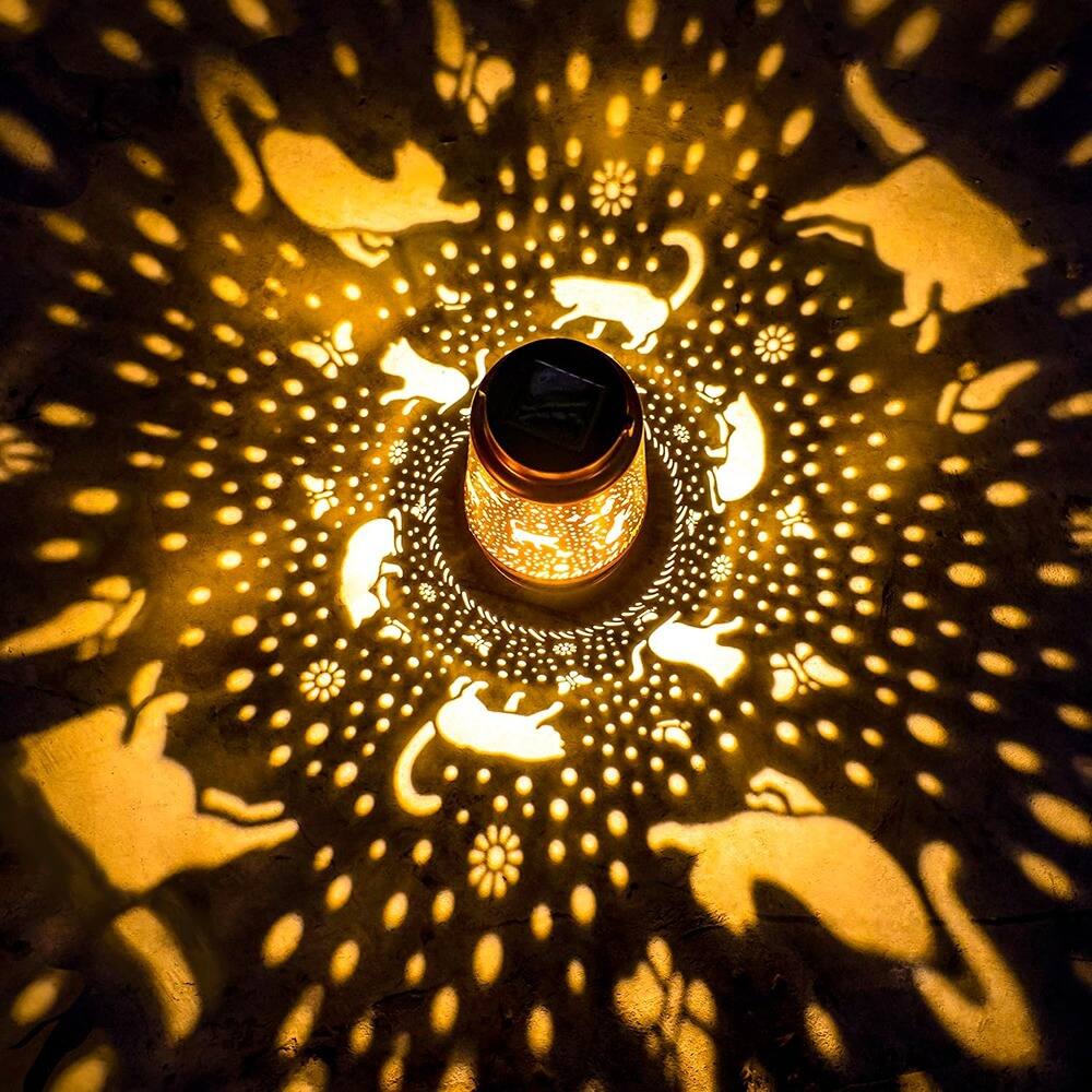 Alt View 3. Schertz - Cat Solar Lantern – Waterproof LED Hanging Light for Outdoor Garden & Patio - brown.