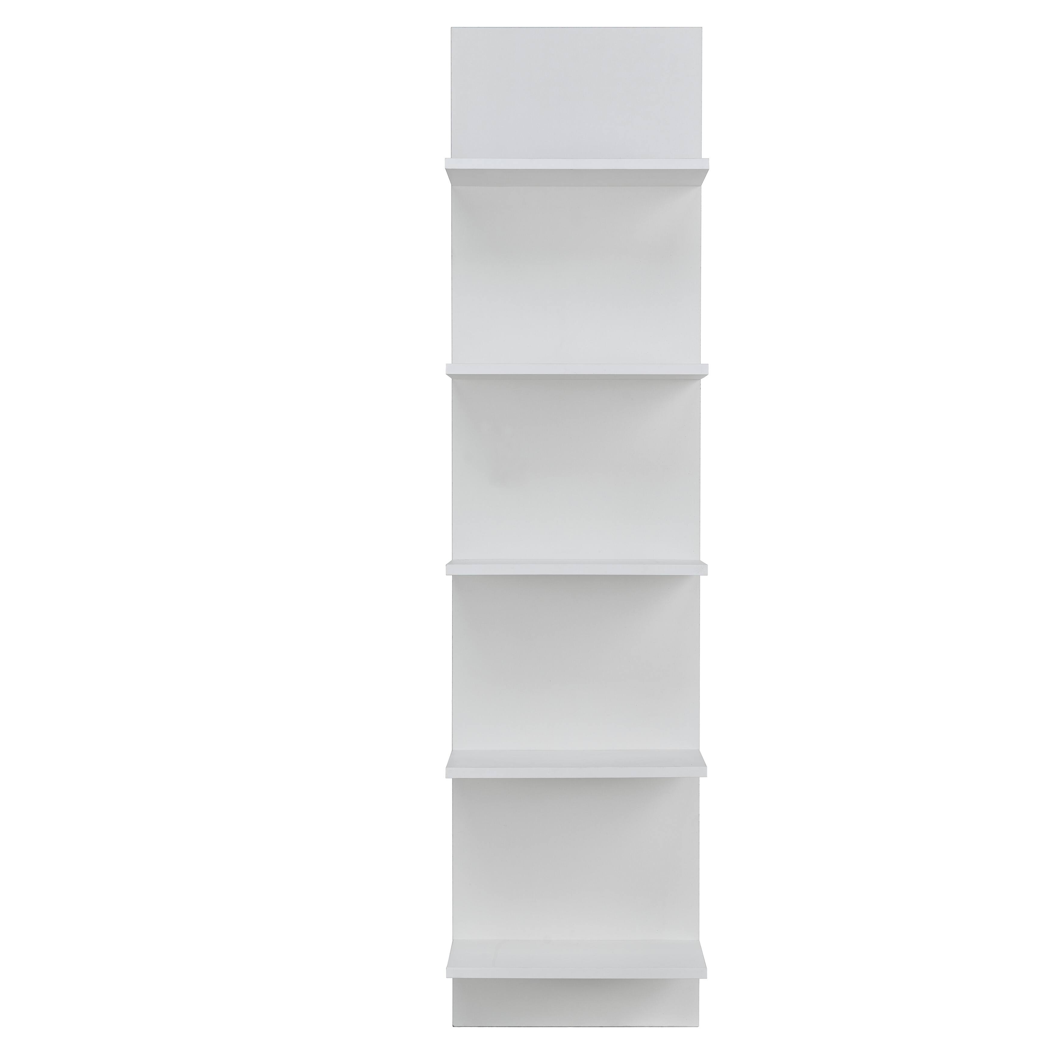 Front. Danya B - Five Tier Wide Column Wall Shelf - White - White.