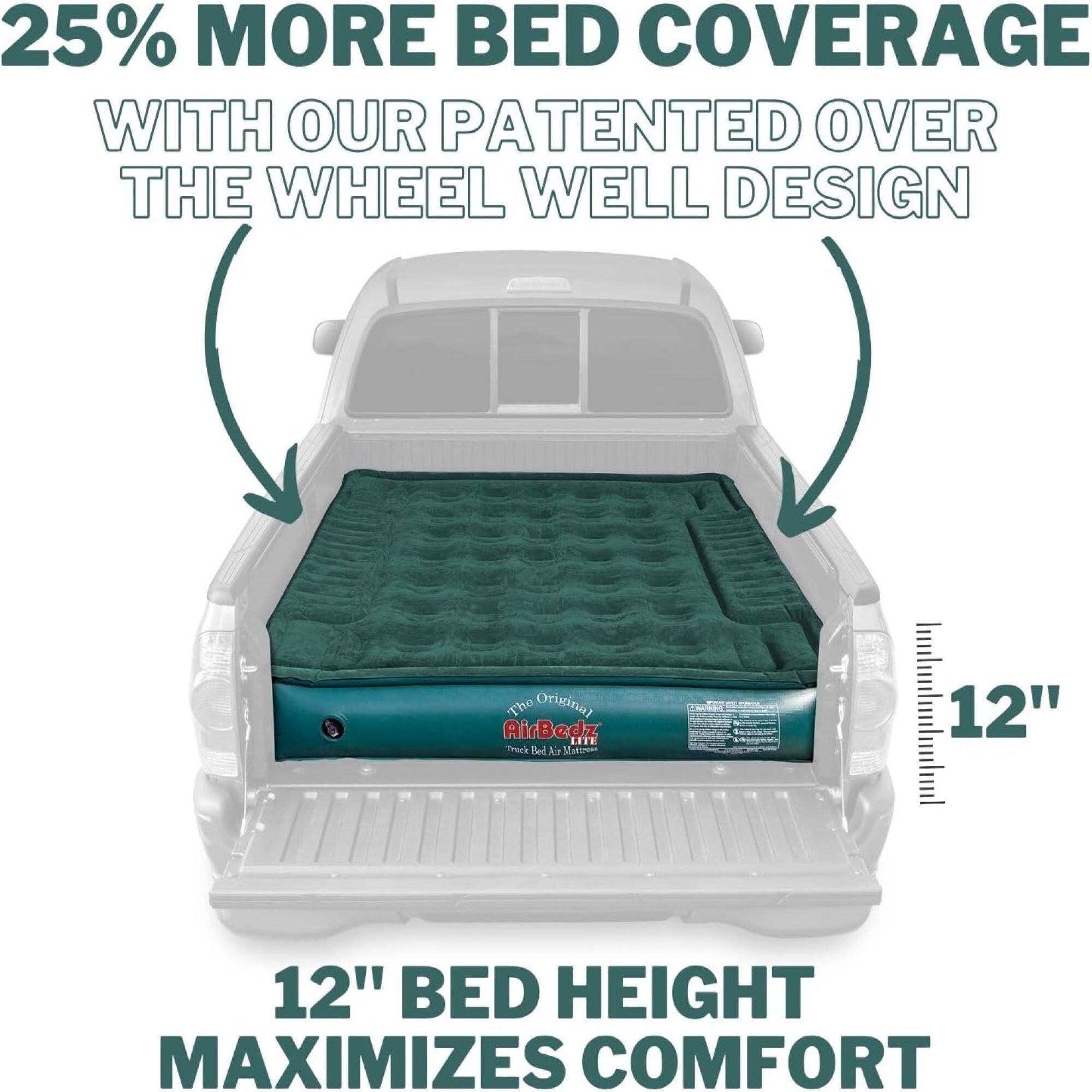25% MORE BED COVERAGE WITH OUR PATENTED OVER THE WHEEL WELL DESIGN

The Original AirBedz LITE Track Bed Air Mattress

12" BED HEIGHT MAXIMIZES COMFORT