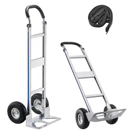Front. VEVOR - Hand Truck, 500 lbs Load Capacity, Heavy-Duty Hand Truck Dolly with Non-Slip Wheels & Handle, Aluminum Alloy Portable - Silver.