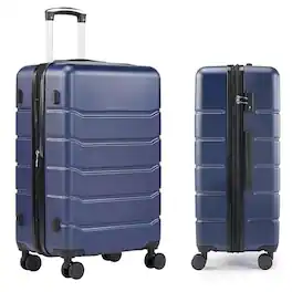 Vulpecula Spade - 28 Inch Expandable Hardside Carry On with Spinner Wheels & TSA Lock, ABS Hard Shell Lightweight Rolling Luggage - Blue-C