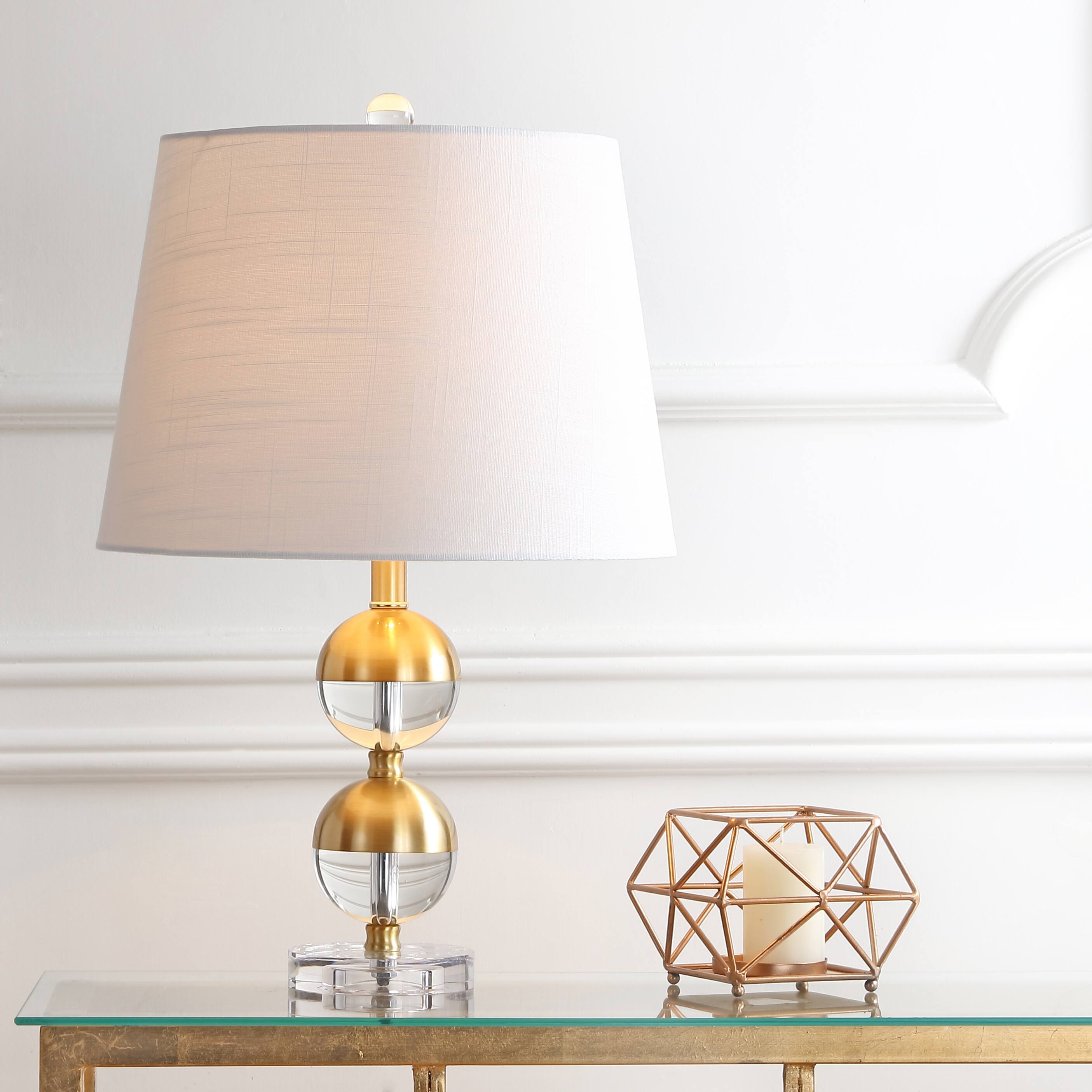Alt View 1. Jonathan Y - Jules 23" Crystal Mini LED Table Lamp, Brass - Gold.