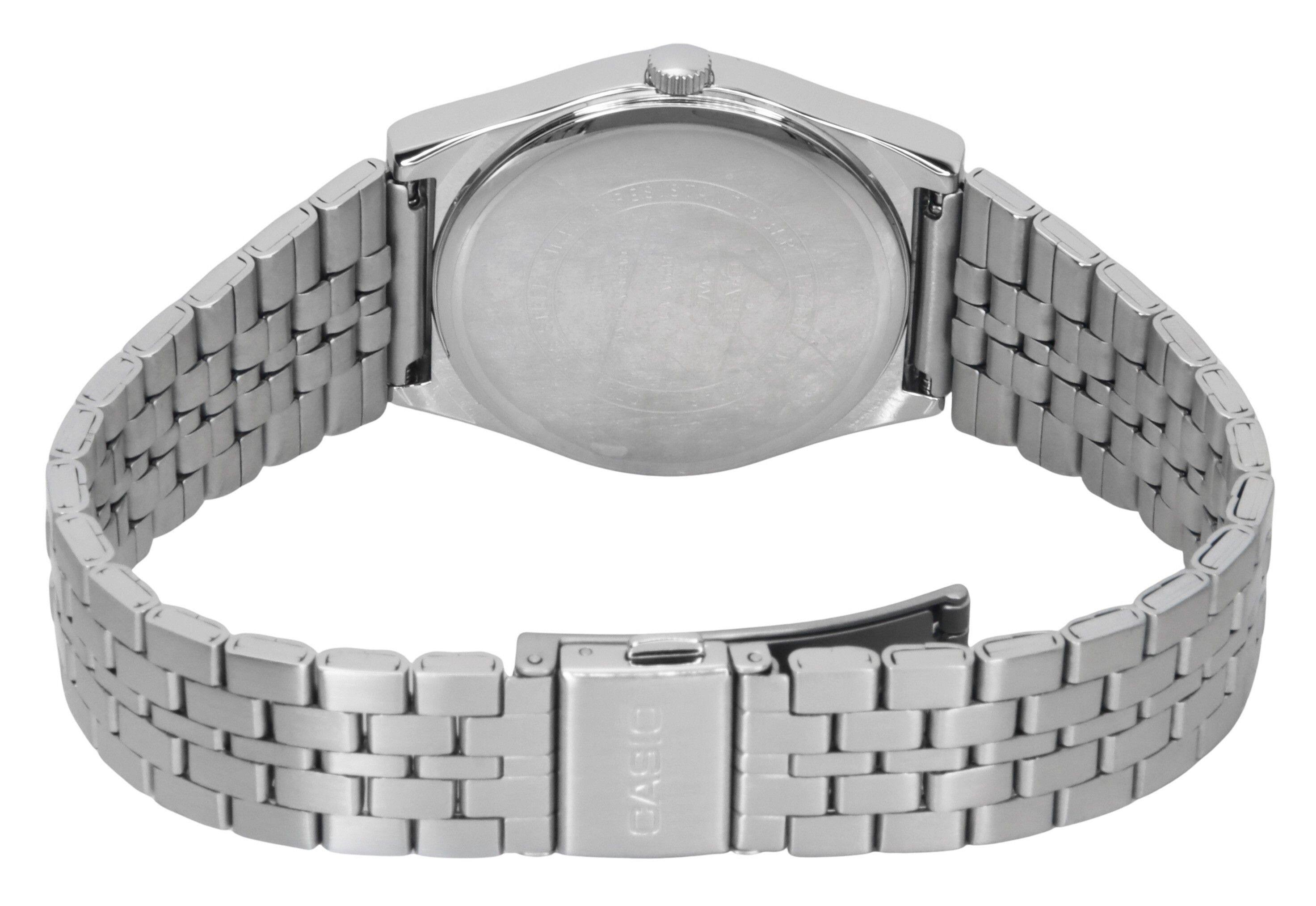 Left. Casio - Standard Analog Stainless Steel Black Dial Quartz MTP-B146D-1AV Men's Watch - Silver, Black.