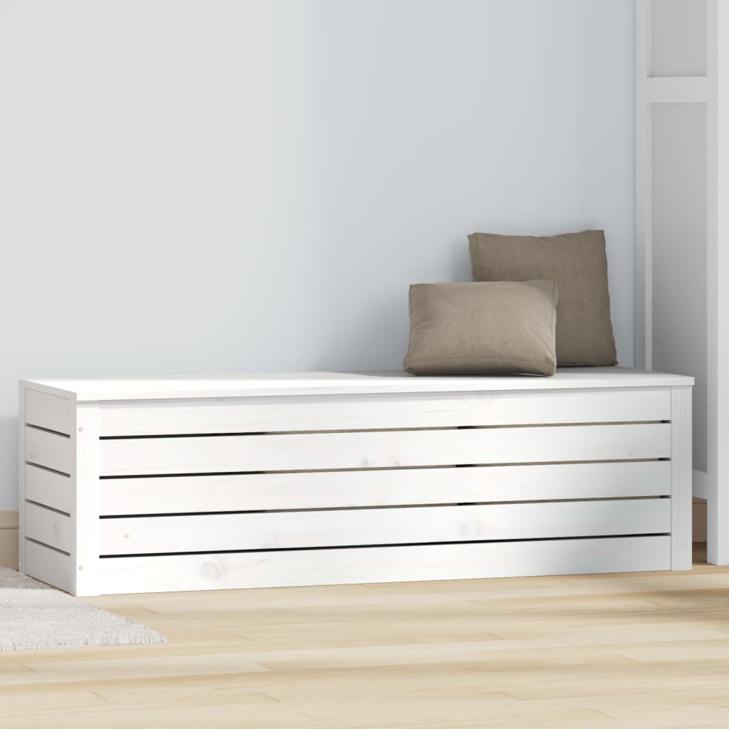 Alt View 2. Boyel Living - 43 in.W Solid Pine Wood Storage Box Rustic Style Indoor Outdoor Ample Storage in White - White.
