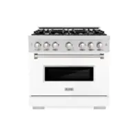 ZLINE - 36" Classic Gas Range with 6 Burner Cooktop and Convection Oven (CGR-WM-36) - Satin Steel/Black - Front_Zoom