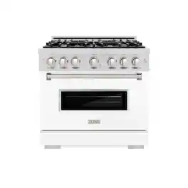 ZLINE - 36" Classic Gas Range with 6 Burner Cooktop and Convection Oven (CGR-WM-36) - Satin Steel/Black