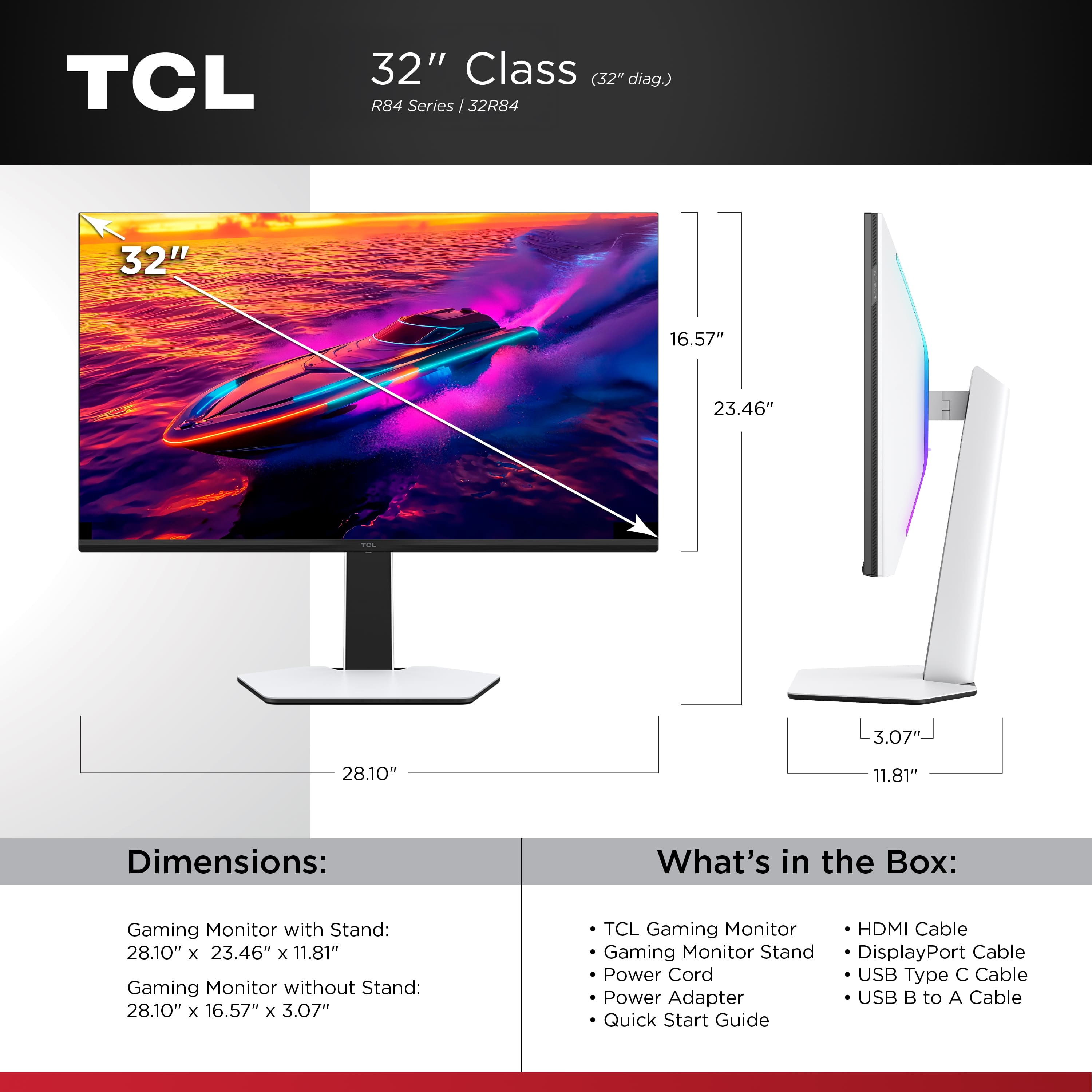 TCL 32R84 4K MiniLED 165Hz 美品 TCL R84 32