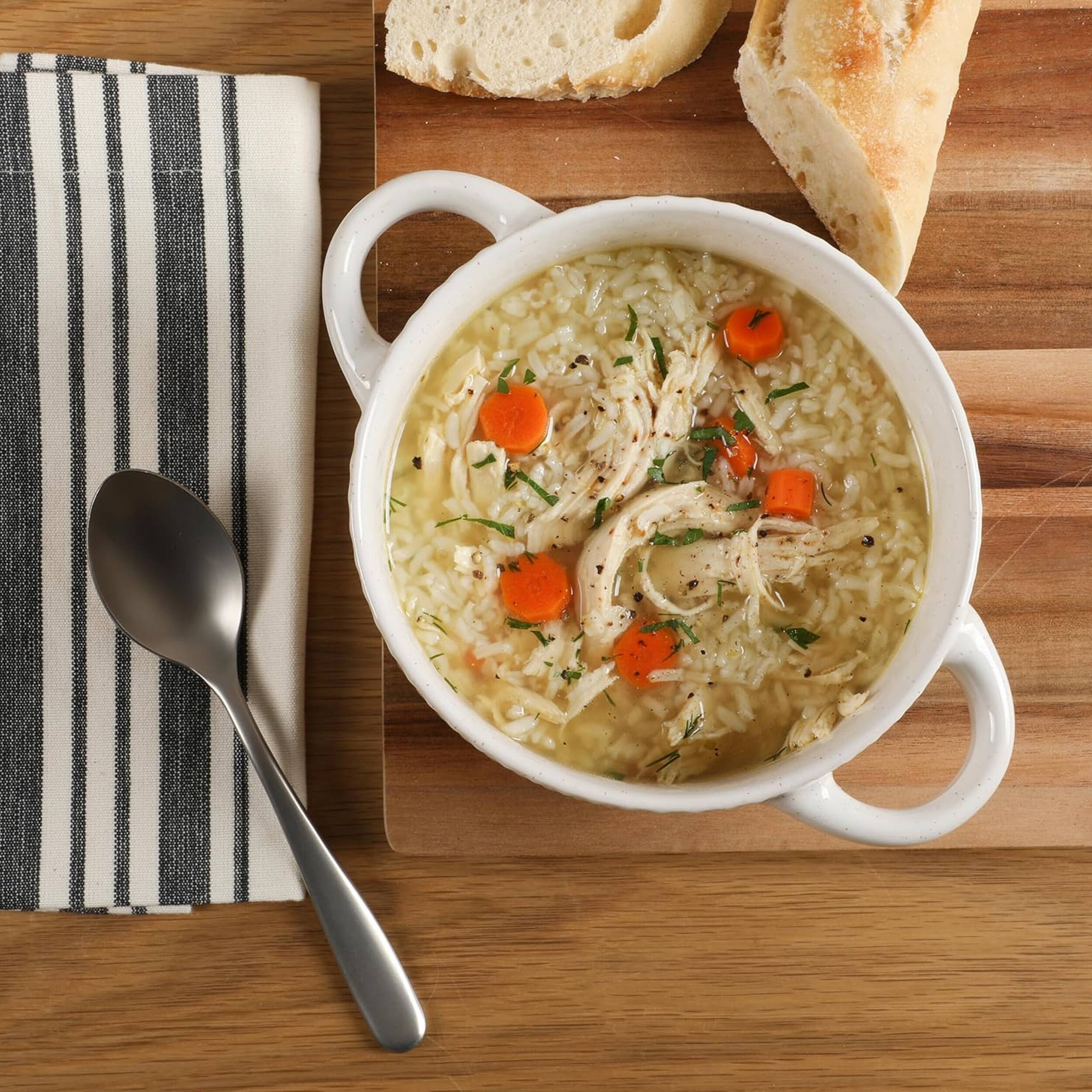 Alt View 6. Gibson - Gibson Elite Earlhart 2 Piece 6 Inch Ribbed Stoneware Soup Bowl Set with Handles in White - White.