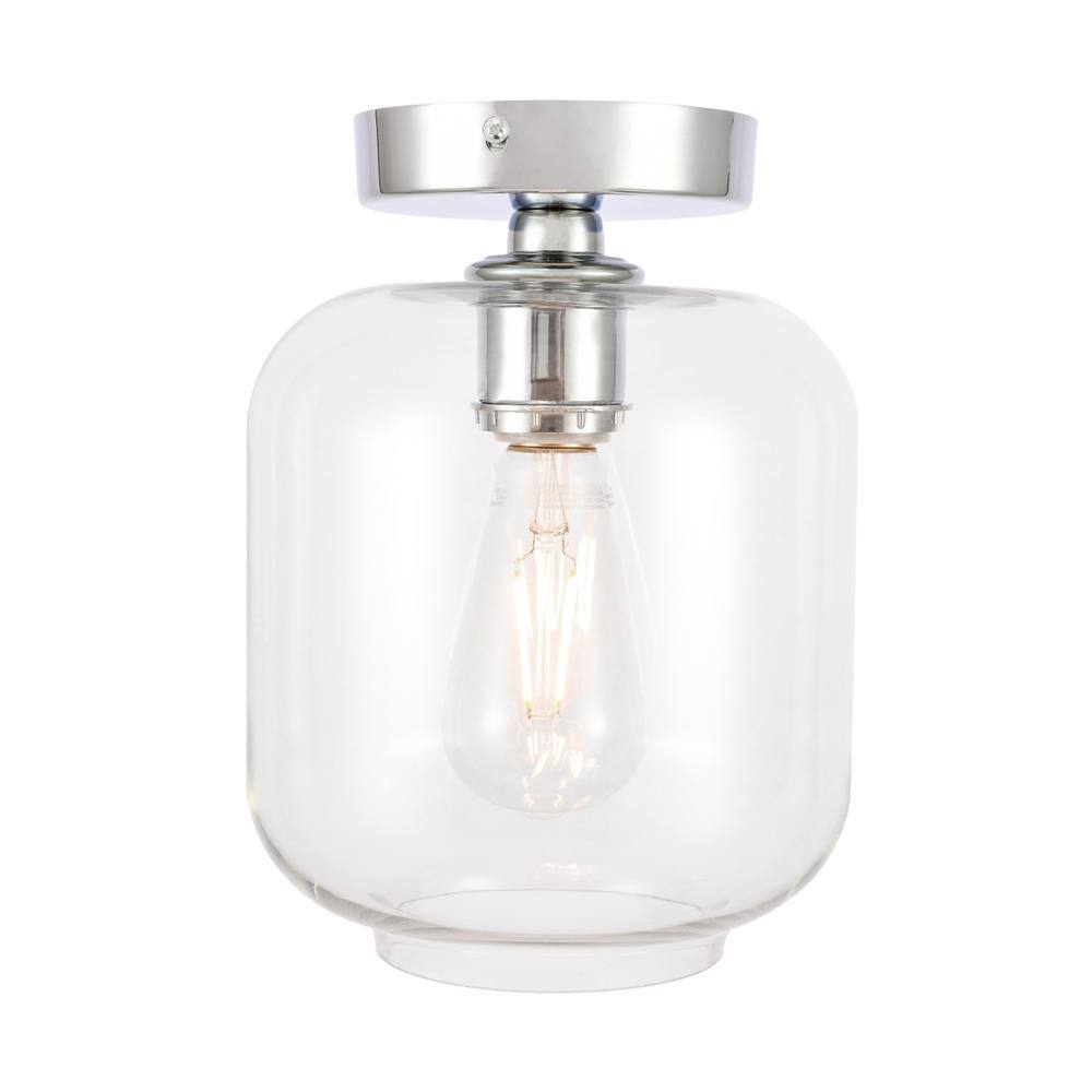 Alt View 9. Living District - Collier 1 light Chrome and Clear glass Flush mount - Chrome And Clear Glass.