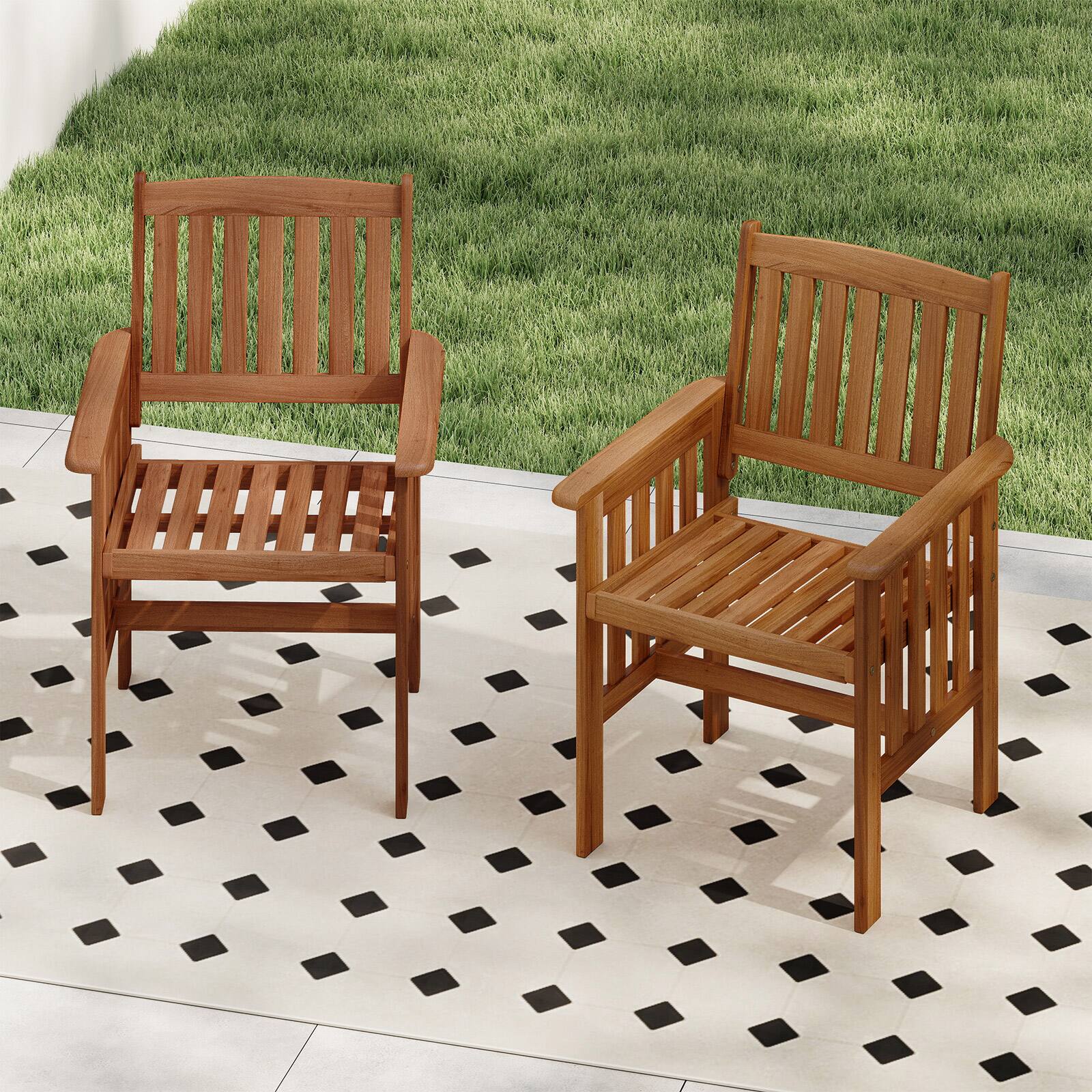 Alt View 1. Gymax - Gymax Patio Dining Chairs Set of 4 w/Slatted Backrest Seat for Balcony Poolside Porch - Yellow.