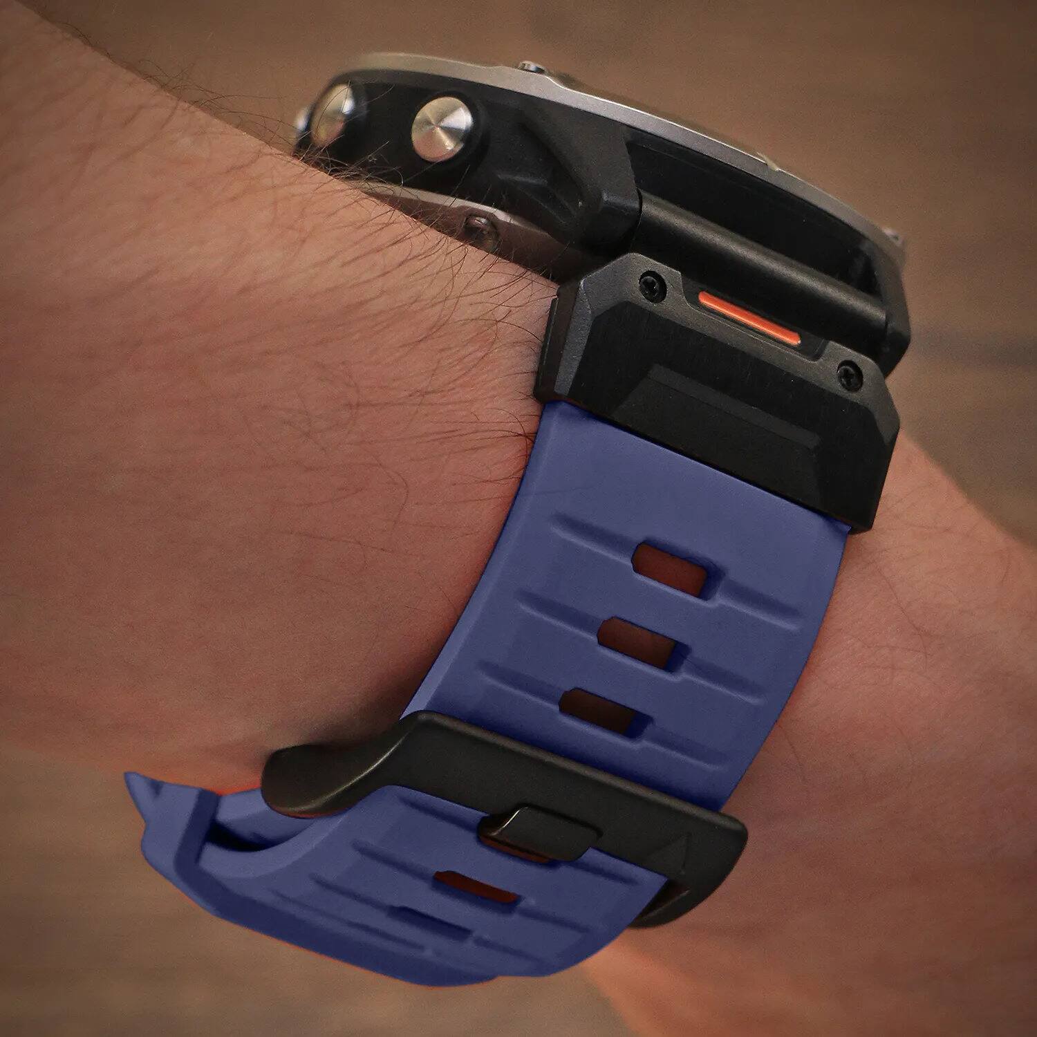 Back. StrapsCo - Elite FKM Strap QuickFit 22 Watch Band For Garmin Quatix 8 – 47mm - Midnight.