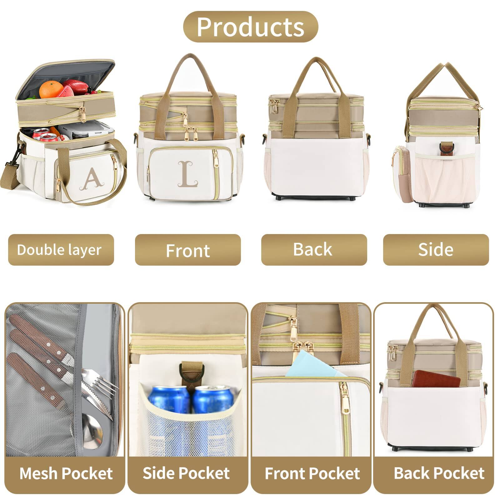 Alt View 6. Live At Space - Personalized Lunch Bag For Women Work  16l Initial Insulated Box Adult womens Gift Leakproof Lunchbag With Adjustable - Cow.