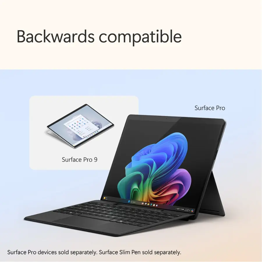 Backwards compatible Surface Pro - - - a - - + . . - E 7 - - - - - Surface Pro 9 - - Surface Pro devices sold separately. Surface Slim Pen sold separately.