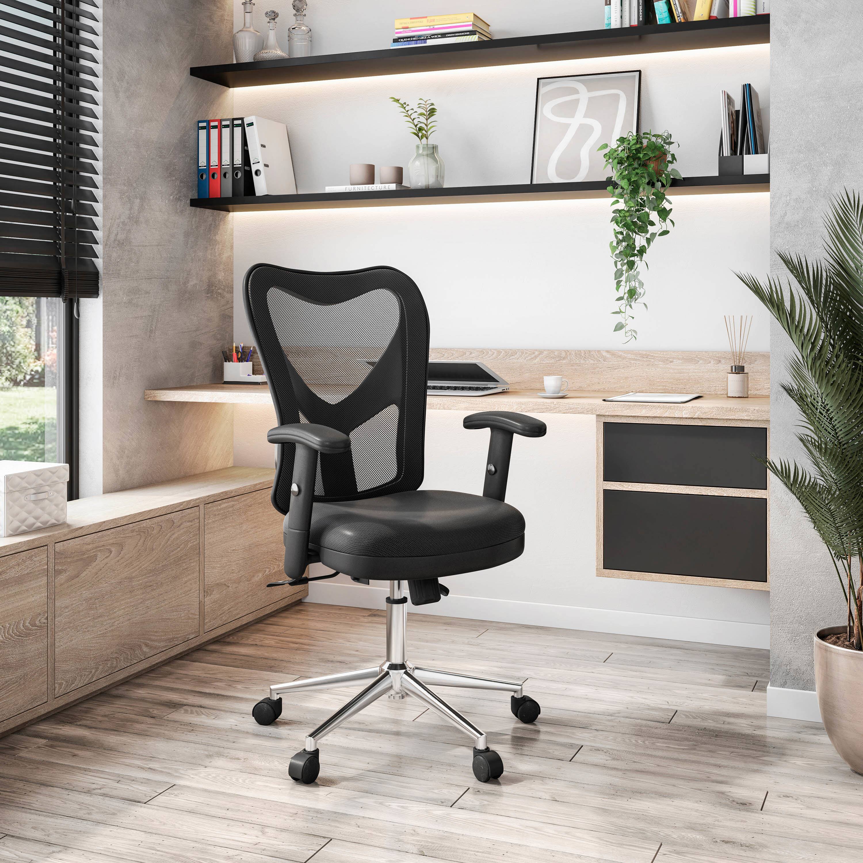 Angle. Spaco - Spaco High Back Mesh Executive Office Chair With Chrome Base, for Home Office Work - Black.