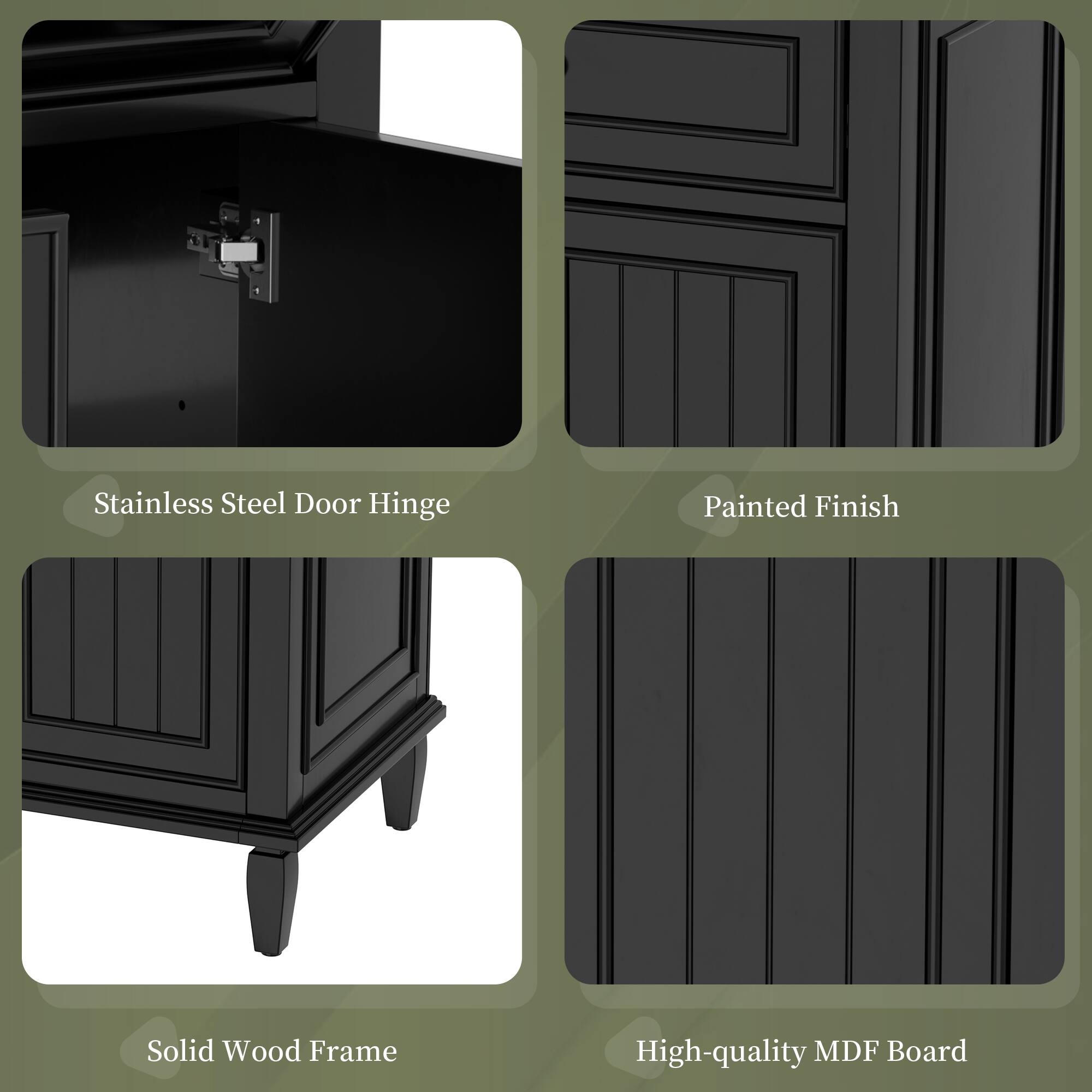 - Stainless Steel Door Hinge
- Painted Finish
- Solid Wood Frame
- High-quality MDF Board