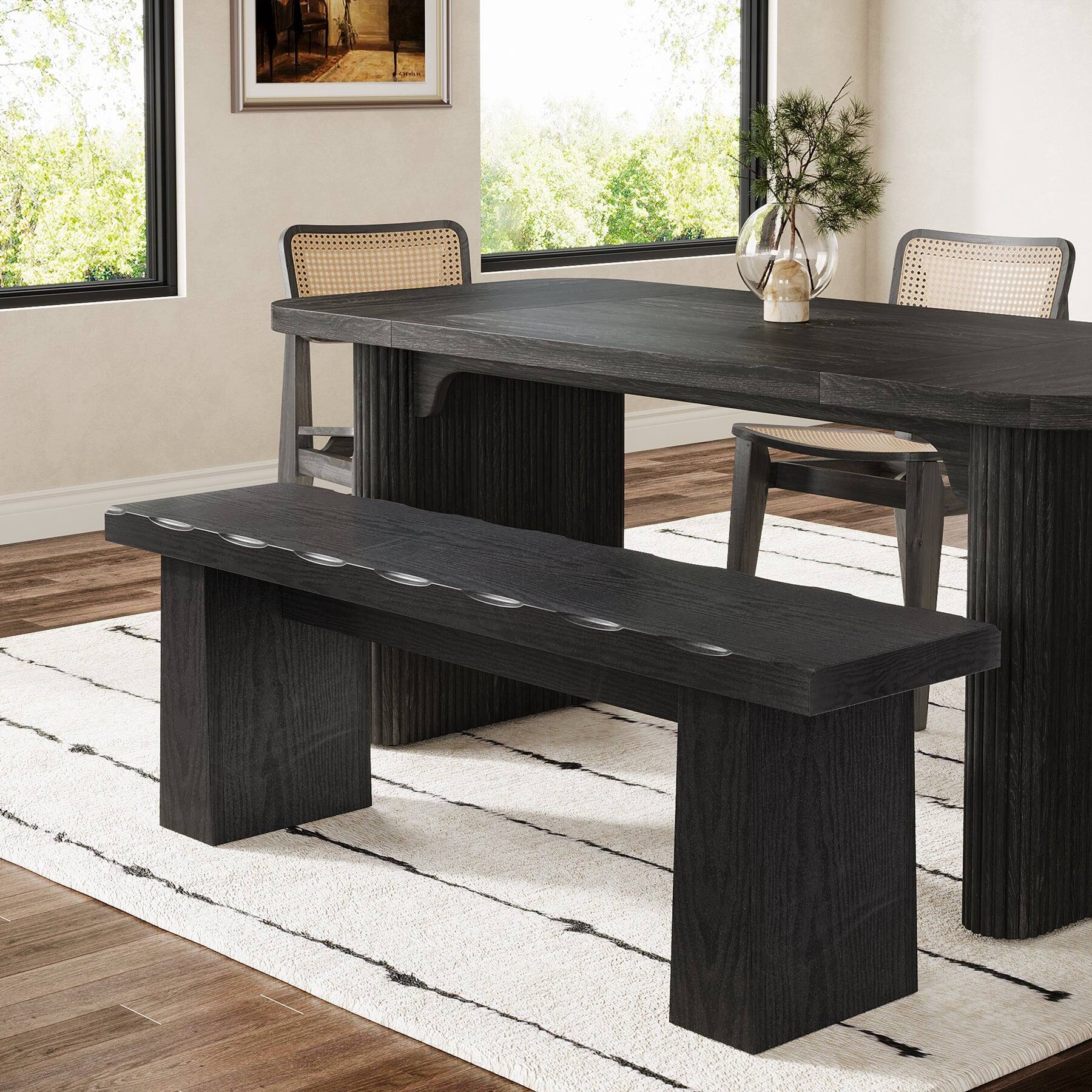 Alt View 2. Tribesigns - Office Reception Bench with Engineered Wood Construction, for Office Entryways and Waiting Areas - Black.
