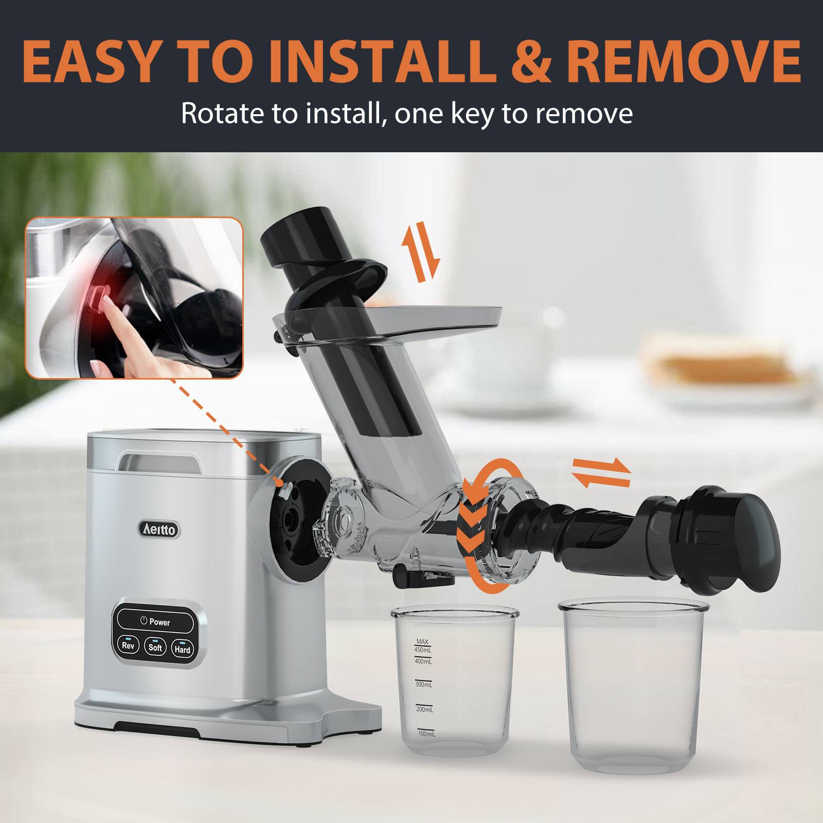 EASY TO INSTALL & REMOVE: Rotate to install, one key to remove. Aeitto Power Hev Soft Hard DA Tore KxomE Rone 200mL 10mL.