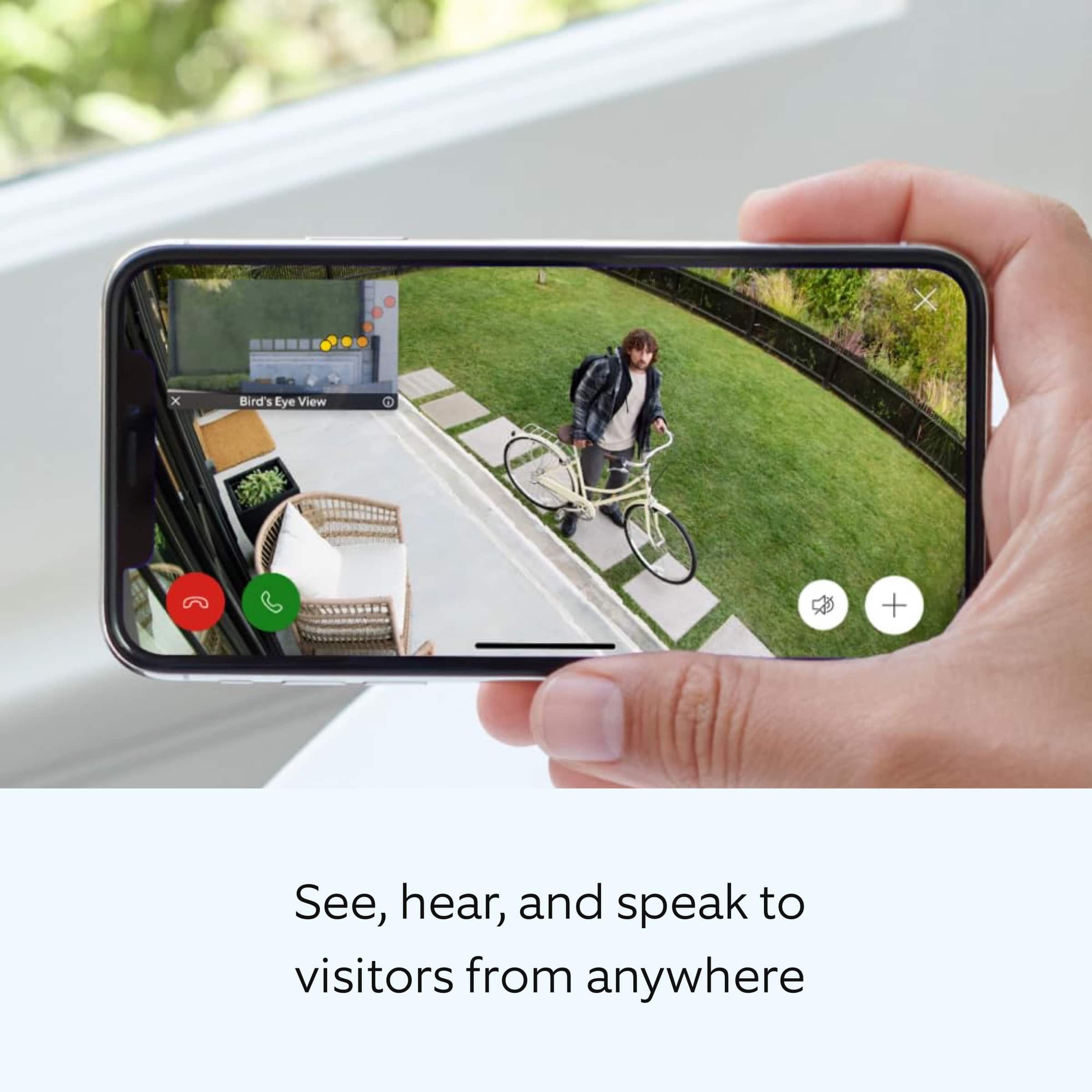 See, hear, and speak to visitors from anywhere.