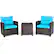 Left. Costway - 3PCS Patio Rattan Furniture Set Cushioned Conversation Set Sofa - Turquoise.